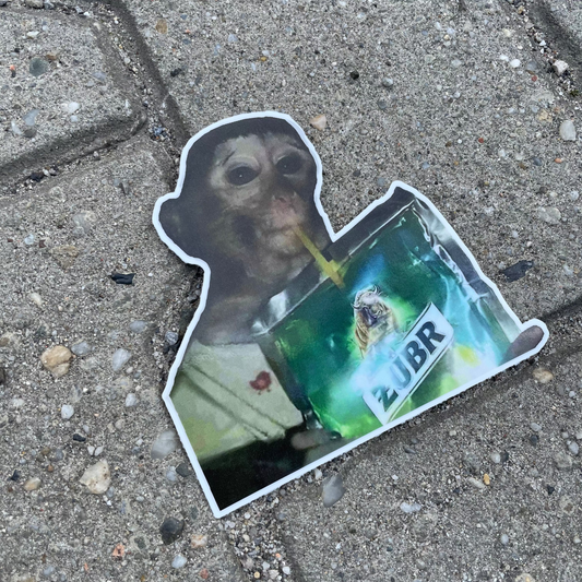 Sticker - Małpa z żubrem